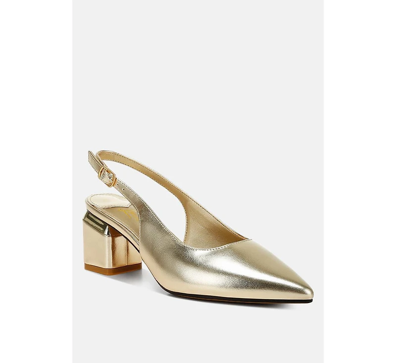 Zofoya Metallic Faux Leather Slingback Sandals Women