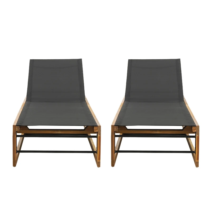 Streamdale Mia Chaise Lounges Breathable Mesh, Acacia Wood, Outdoor Comfort