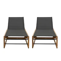 Streamdale Mia Chaise Lounges Breathable Mesh, Acacia Wood, Outdoor Comfort