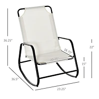 Garden Rocking Chair, Outdoor Indoor Sling Fabric Rocker for Patio, Balcony, Porch, Cream White