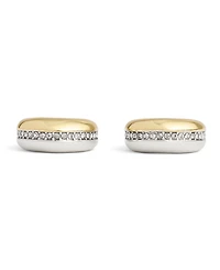 Coach Faux Stone Pave Tubular Huggies Earrings