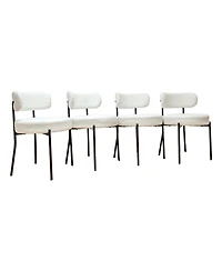 Simplie Fun Scalable Dining Table Table Set for 6-8 Person for Dining Room, Curved Backrest Round Upholstered Soft padded armless dining chairs and Ve