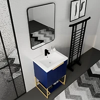 Freestanding Plywood Vanity with Soft-Close Doors and Resin Basin