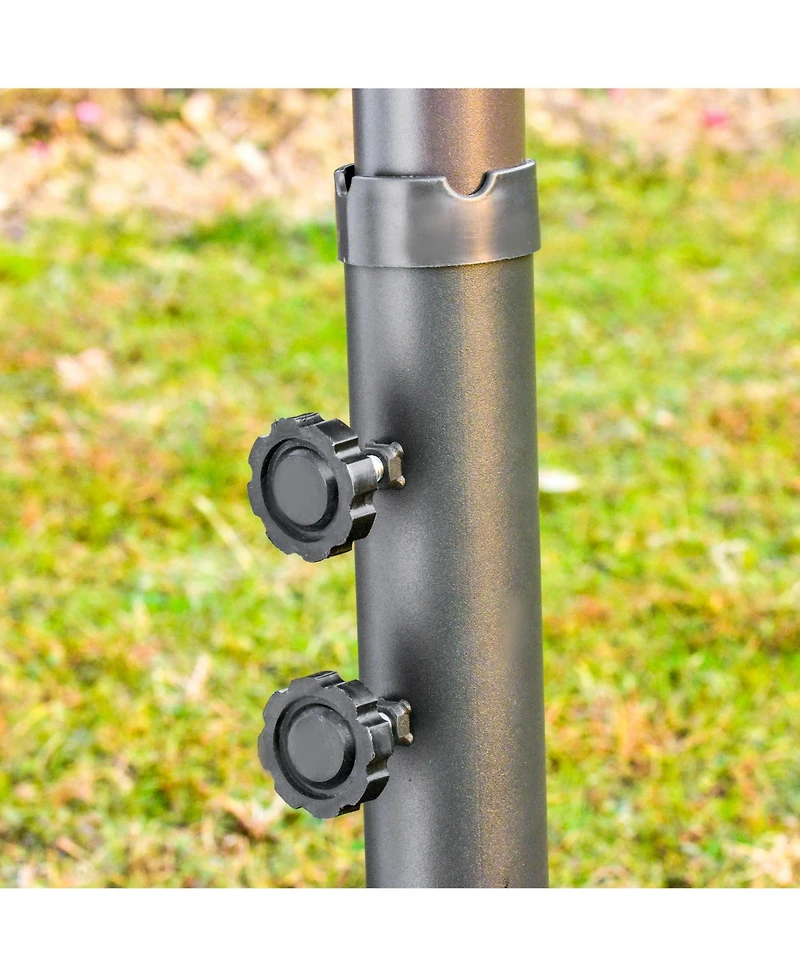 Patio Umbrella 15' Steel Rectangular Outdoor Double Sided Market with base, Sun Protection & Easy Crank for Deck Pool Patio, Dark Gray