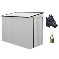 4' x 7.7' Metal Outdoor Storage Shed, Lean to Storage Shed, Garden Tool Storage House with Lockable Door and 2 Air Vents for Backyard, Patio, Lawn, Wh