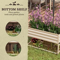 Raised Garden Bed with Galvanized Steel Frame, Storage Shelf and Bed Liner, Elevated Planter Box with Legs for Vegetables, Flowers, Herbs, Cream