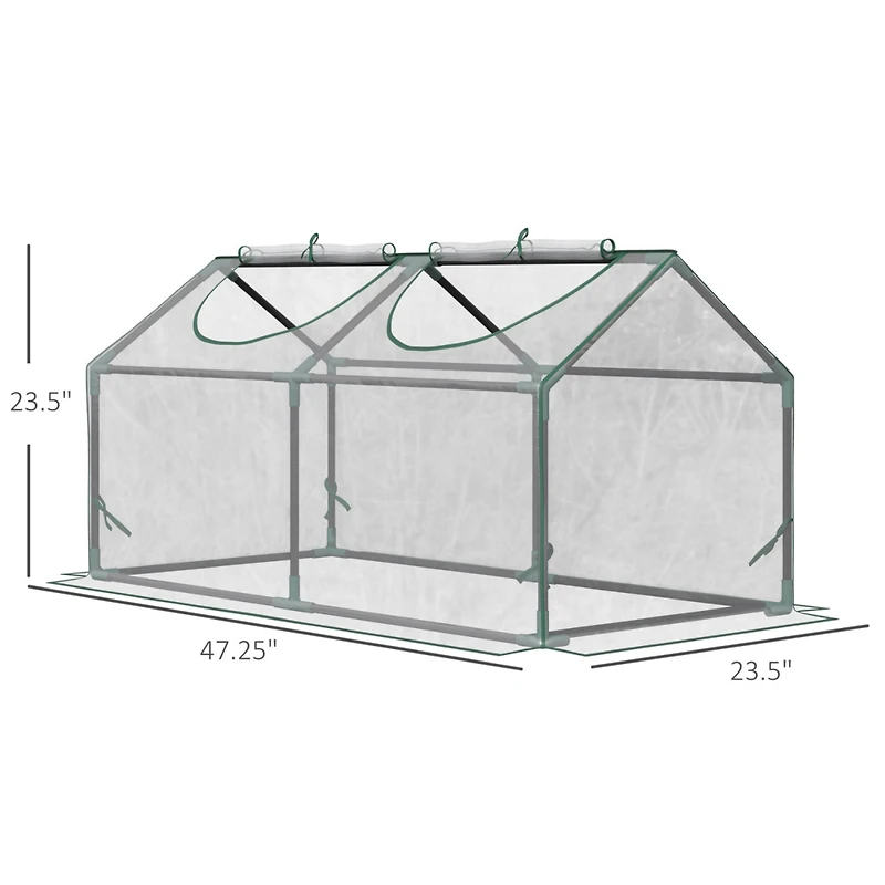 Streamdale Furniture 4' x 2' x 2' Portable Mini Greenhouse, Small Greenhouse with Pvc Cover, Roll-up Zippered Windows for Indoor, Outdoor Garden, Clea
