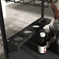 Outdoor Bar Cart, Patio Rolling Serving Cart with Wheels, Side Handle, 2 Baskets, 4 Wine Holders for Garden, Dining Room, Natural