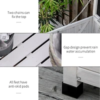 75 Gallon Wooden Deck Box, Outdoor Storage Container with Aerating Gap & Weather-Fighting Finish, Grey