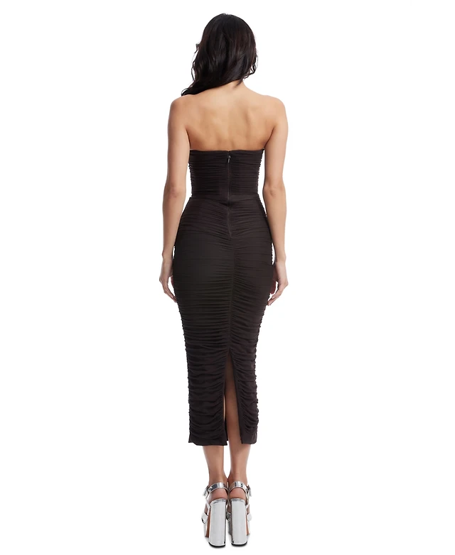 the soleil slim strapless ruched dress The Soleil Slim Strapless Ruched Dress
