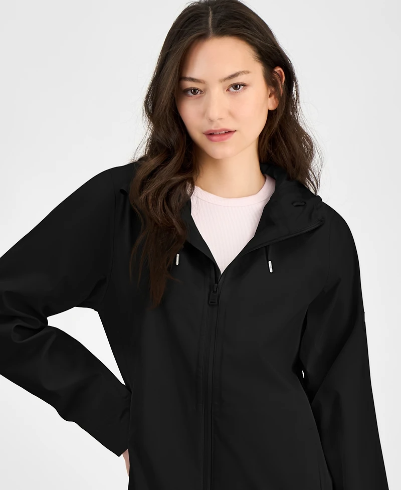 Rains Women's Long Zip-Front Hooded Rain Coat