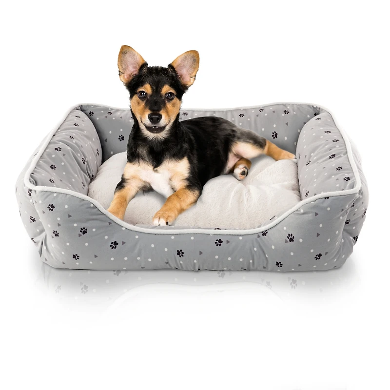 Details Microsuede Pet Bed, Dog Beds for Small Dogs and Cats, Calming Cuddler Bed Pets with Sides Plush Center