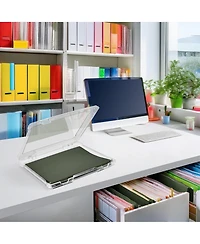 Sorbus Single-Piece Thin Hanging File Organizer Bin Clear Plastic Stackable for Document Storage