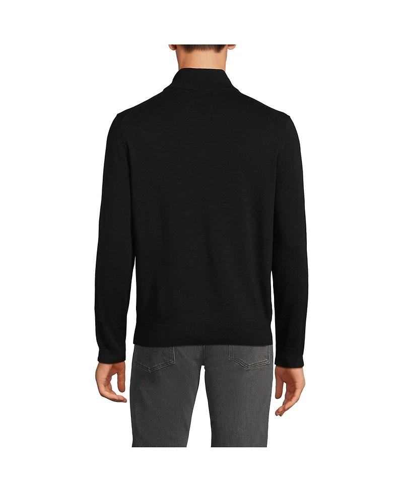 Lands' End Big & Tall Long Sleeve Fine Gauge Cotton Quarter Zip Sweater