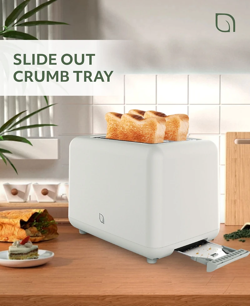 Willow Kitchen 2-Slice Toaster with Wide Slots - Perfect for Toast Bagels, Compact Design, Crumb Tray