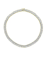 Bling Jewelry Art Deco Style Holiday Day Party Clear White Cubic Zirconia Marquise Formal Statement Tennis Necklace Prom Gold Plated
