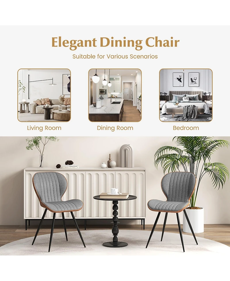Gymax Set Armless Dining Chair w/ Curved Backrest U-shaped Seat & Non-slip Foot Pad