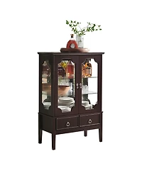 Kings Brand Furniture Curio Accent Storage Cabinet with Doors, Glass Shelves & Drawers