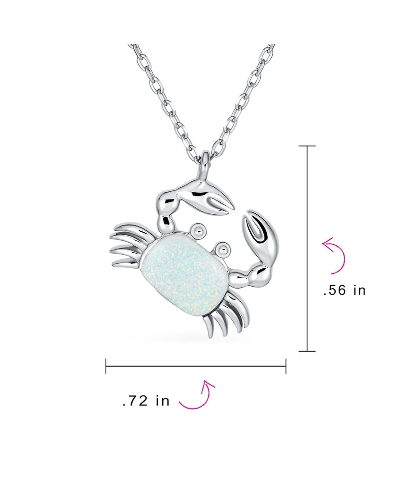 Bling Jewelry Nautical White Opal Crab Stud Earrings and Pendant Necklace Set Sterling Silver