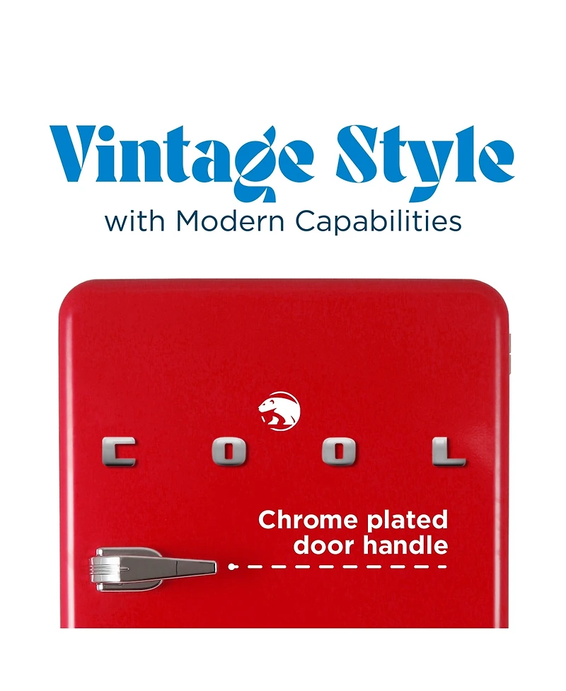 Commercial Cool 3.2 Cu. Ft. Refrigerator With Freezer, Vintage Style Refrigerator, Slide-Out Glass Shelves & Tall Bottle Storage, Retro Fridge