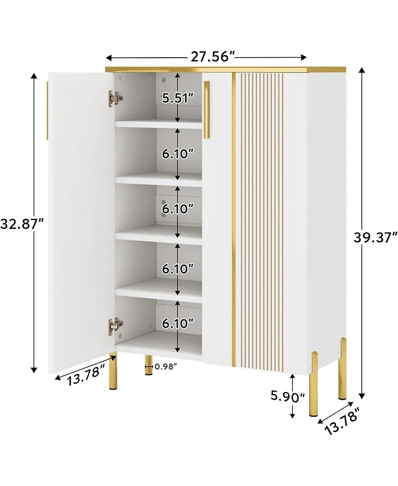 Tribesigns Shoe Cabinet with Doors, 6-Tier Shoe Storage Cabinet with Adjustable Shelves, Wooden Shoes Rack Shoe Storage Organizer