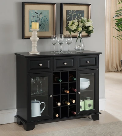 Kings Brand Furniture Buffet Server Sideboard Cabinet with Wine Storage, Black