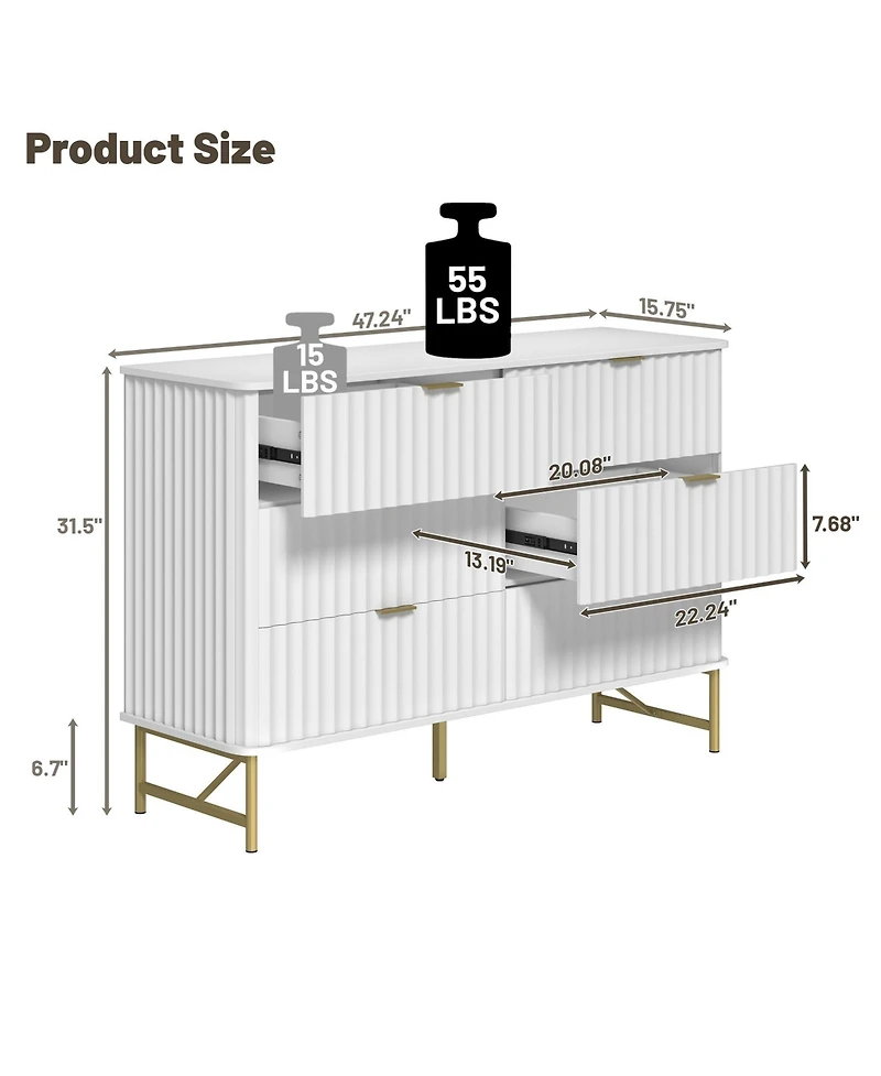 6-Drawer Dresser Chest with Metal Base