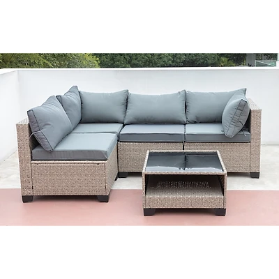 Streamdale 5-Piece Patio Sectional Sofa Set (Grey)