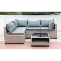 Streamdale 5-Piece Patio Sectional Sofa Set (Grey)