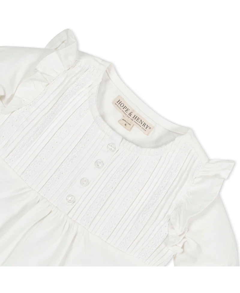 Hope & Henry Baby Girls Long Sleeve Flutter Pintuck Knit Top