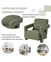 Simplie Fun Mirod Sleek Right-Angle Armrests, Ergonomic Lumbar Support, Square Wooden Block Legs, Inclined Seat for Comfort, Artistic Statement Piece