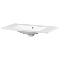 36" Single Bathroom Basin Sink, Vanity Top Only, 3-Faucet Holes, Resin