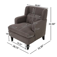 Simplie Fun Upholstered Accent Chair Tufted Armchair for Living Room and Bedroom, Russet Brown