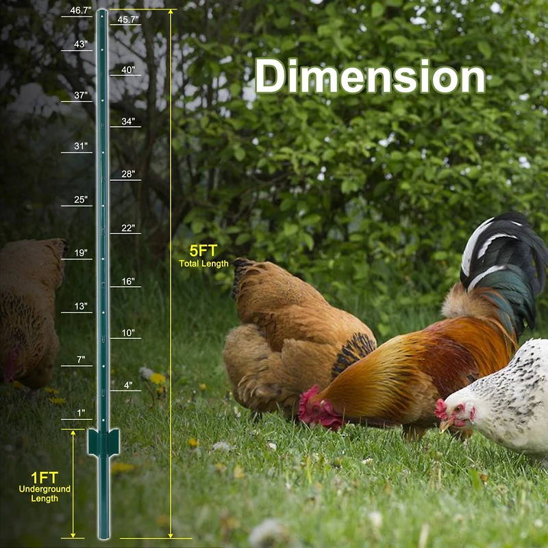 Streamdale 5-Foot Heavy Duty U-Channel Fence Posts (10-Pack)