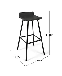 Bidwell Acacia Wood And Iron Bar Stools With Footrests