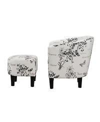 Convenience Concepts 26.25" Print Canvas Churchill Accent Chair with Ottoman