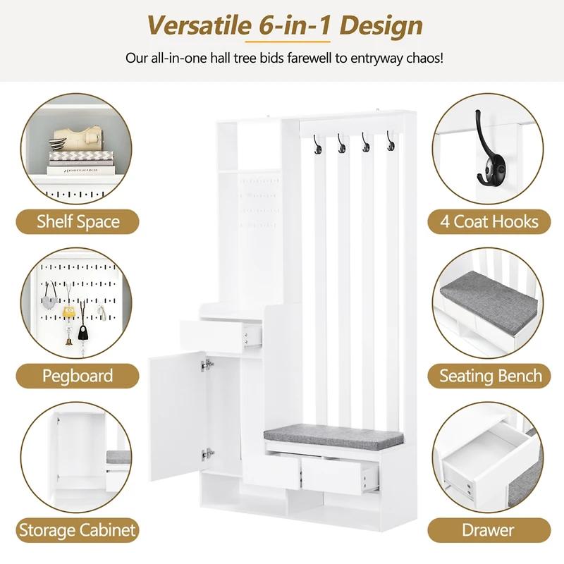 Streamdale Multifunctional Hallway Storage with Bench and Hooks