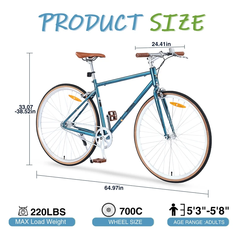 Streamdale Classic Single Speed City Bike for Men and Women