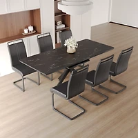 Streamdale Furniture Extendable Dining Table Table Set for 6-8 Person for Dining Room, C-shaped Tube Soft padded armless dining chairs and Very large