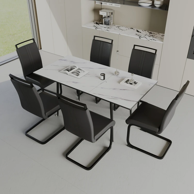 Streamdale Expandable Dining Set with Cushioned Armless Chairs