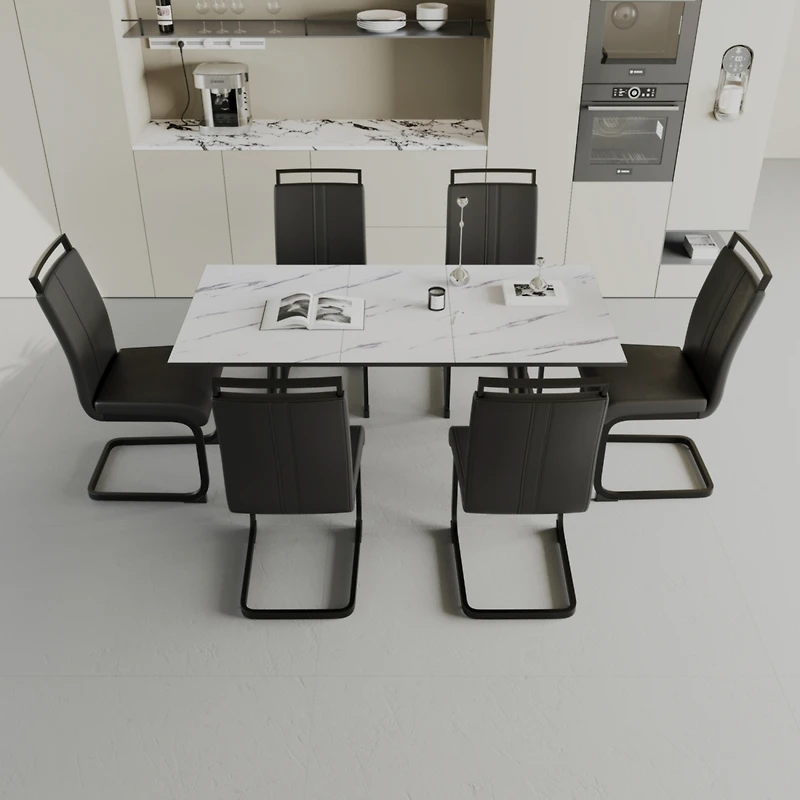 Streamdale Expandable Dining Set with Cushioned Armless Chairs