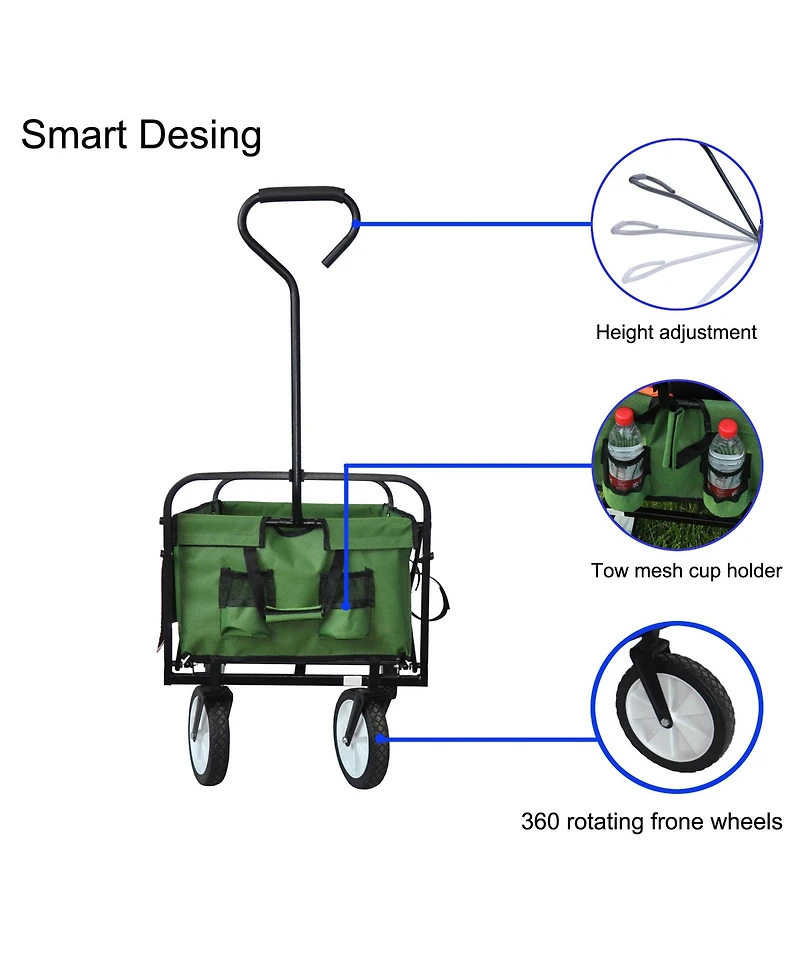 Streamdale Folding Wagon Garden Shopping Beach Cart (Green)