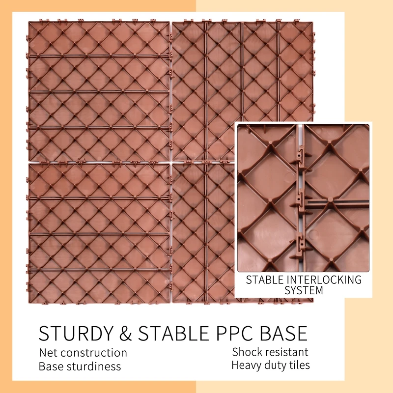 Streamdale Furniture Interlocking Deck Tiles, 11.8", 44-Pack, Waterproof Outdoor Flooring