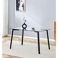 Streamdale Furniture Sleek Glass Dining Table for 4 with Durable Metal and Wood Legs