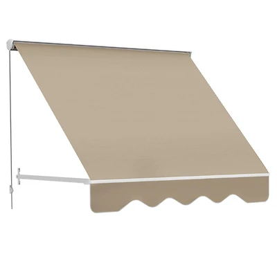 6' Drop Arm Manual Retractable Window Awning Sun Shade Shelter for Patio Balcony Outdoor, Aluminum, Cream White