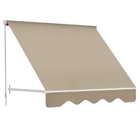 6' Drop Arm Manual Retractable Window Awning Sun Shade Shelter for Patio Balcony Outdoor, Aluminum, Cream White