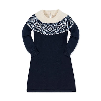 Hope & Henry Little Girls Organic Fair Isle Raglan Sweater Dress