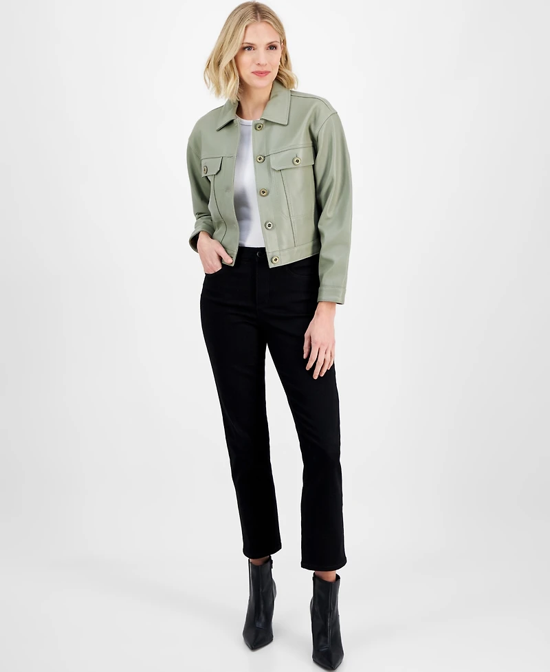 Michael Michael Kors Women's Button-Front Leather Jacket