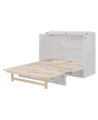 Simplie Fun Full Size Murphy Bed with Large Drawers, White