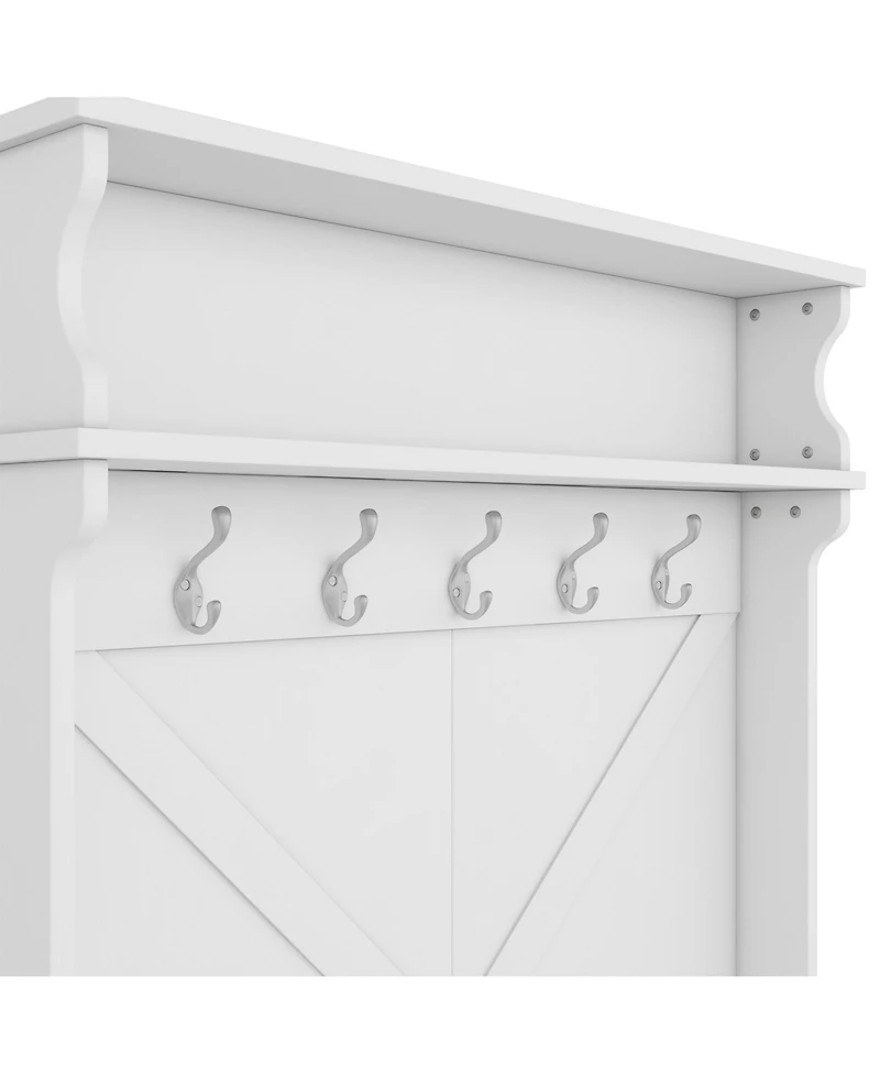 Streamdale Stylish Hall Tree with Storage Bench, Coat Hooks, and Sliding Doors